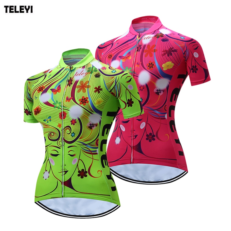 Teleyi 브랜드 높은 품질 새로운 여성 사이클링 저지 ropa ciclismo 자전거 저지 짧은 소매 탑스 자전거 의류 숙 녀 셔츠